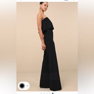 Lulus power of love black strapless jumpsuit